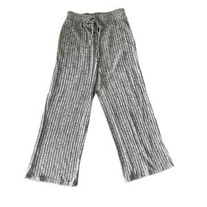 SHEIN Marled Grey Ribbed Capri Pants 3/4 Leg Bottoms Cropped  Flood Jams Trouser